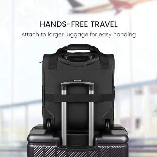 16'' Softside Carry-On Luggage for Airplane,3-in-1 Underseat Carry On Luggage with Wheels,Scratch-Resistant Surface,Lightweight Durable Rolling Suitcase for Men/Women Business Trip（16'',Black）
