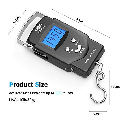 Dr.meter Fish Scale, 110 lb Digital Luggage Scale with Tape