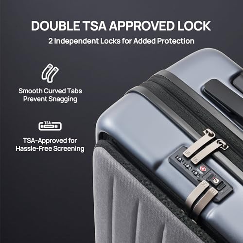 NINETYGO Carry On Luggage 22X14X9 Airline Approved with Front Pocket, 20 Inch Luggage with Front Compartment, Expandable, Double Spinner Wheels, Hardsided PC, TSA Lock (Midnight Black, Seine Max)