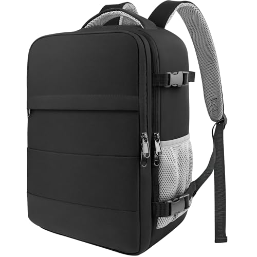 HOTOR Travel Backpack - Flight Approved Travel Bag for Men and Women, Carry on Luggage for 15.6" Laptop and Travel Essentials for Work, Business, Weekender, College 11.8"x7.9"x17.3" (Black)