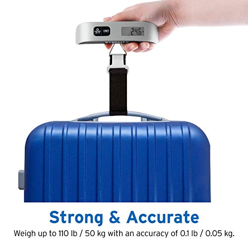 Etekcity Luggage Scale, Travel Essentials, Digital Weight Scales for Travel Accessories, Portable Handheld Scale with Temperature Sensor, Rubber Paint, 110 Pounds, Battery Included,2Pack