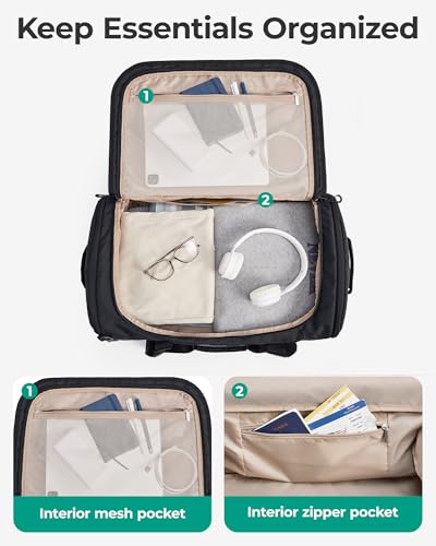 BAGSMART 4-IN-1 Duffle Bag for Travel, 40L Travel Bag Gym Duffle, TSA Carry on Backpack with Shoes Compartment & Wet Pocket, Water-resistant Workout Duffel, Camel