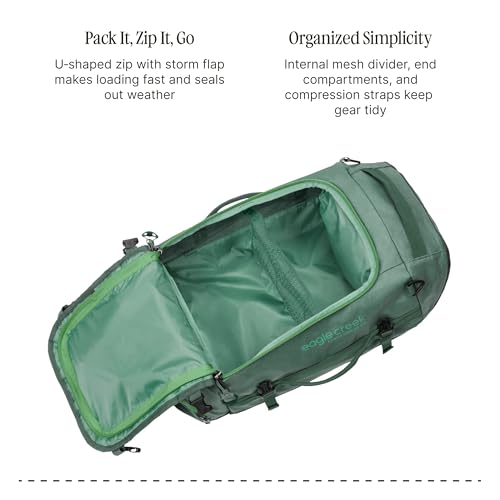 Eagle Creek Cargo Hauler Duffel Bag - Carry-On Duffel Bag for Travel - Easy Access Compartments - Lockable Zipper Opening - Water Resistant - Duck Green - 40L