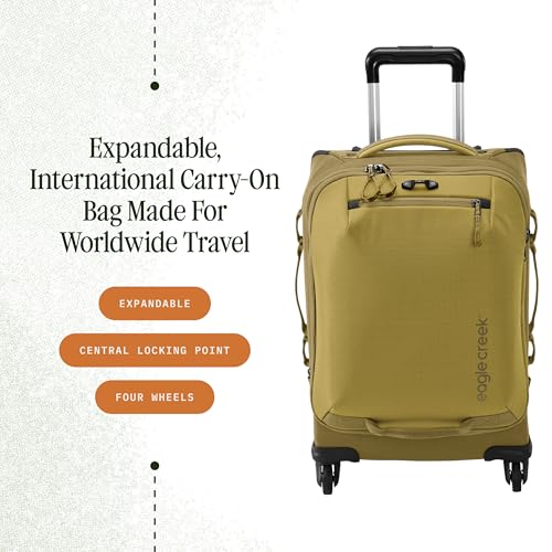Eagle Creek Expanse 4-Wheel 21.5" International Carry-On Luggage - Rolling Four-Wheel Carry-On Luggage for Easy Travel - Lockable Zippers - Expandable Main Compartment - Telescoping Handles -Gold