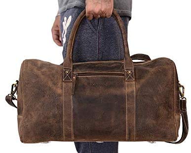Leather Travel Duffle Bags for Men and Women cabin friendly Weekend Bag Sports Gym airplane carry on overnight duffel