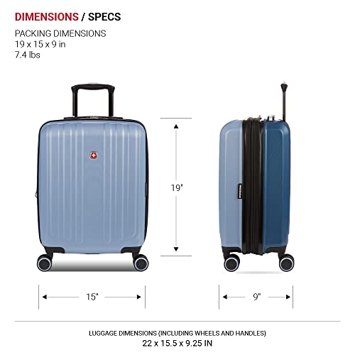 SwissGear Duet Expandable Luggage, Hard Shell Carry-On Luggage with Spinner Wheels