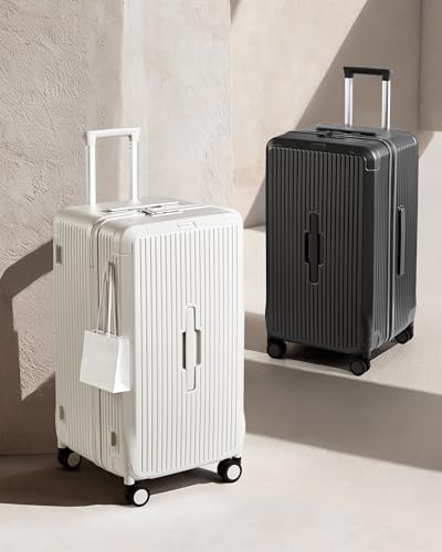 Hanke 20 Inch Carry On Luggage, Premium PC Hard shell Suitcase with 4:6 Deep Compartment, Fully Enclosed Interior, Silent Spinner Wheels & TSA Lock for Business Travel & Weekend Getaways, White