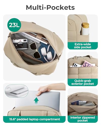 BAGSMART Gym Bag for Women, Carry on Travel Duffel Bag, Water-resistant Weekender with Shoe Compartment for Gym Travel Work, Desert, Medium