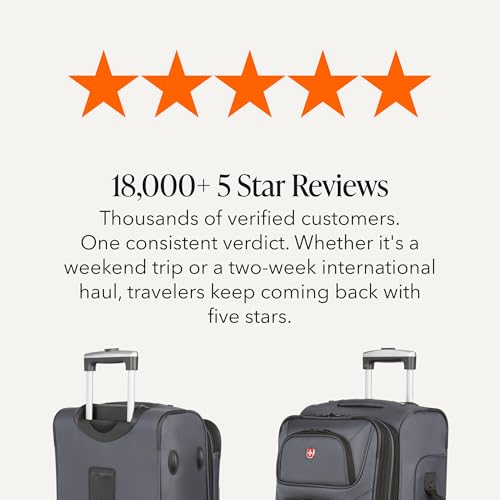 SWISSGEAR Sion Carry-On Spinner Luggage, Softside Expandable, Lightweight Suitcase, Dark Grey, 22.75-Inch