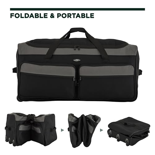 Travelers Club 36" Asgard 3-Wheel Rolling Duffel Bag, Black