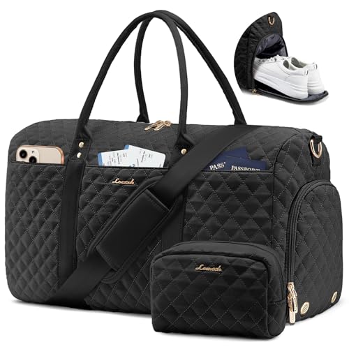 LOVEVOOK Travel Duffle Bag,Weekender Bags for Women Overnight Bag with Shoe Compartment, Carry on with Toiletry Bag,Duffel Bag with Wet Pocket,Hospital Bags for Labor and Delivery