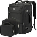 SHRRADOO Travel Backpack for Women & Men,Airline Approved Carry On Luggage,TSA Overnight Bags,40L Personal Item Travel Bag fits 17" Laptop,Carry on Bag with Underwear Bag Cosmetic Bag Set 3pcs (Black)