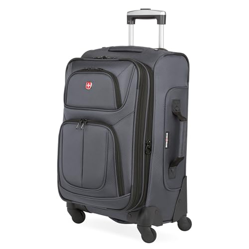 SWISSGEAR Sion Carry-On Spinner Luggage, Softside Expandable, Lightweight Suitcase, Dark Grey, 22.75-Inch