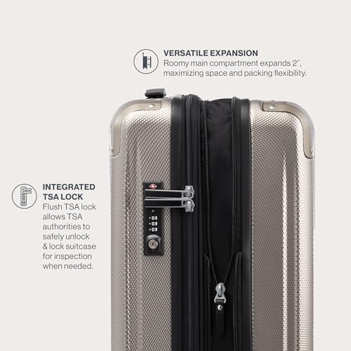 Travelpro Pathways 3 Hardside Expandable Luggage, 8 Spinner Wheels, Lightweight Hard Shell Suitcase, Carry On 21 Inch, Champagne