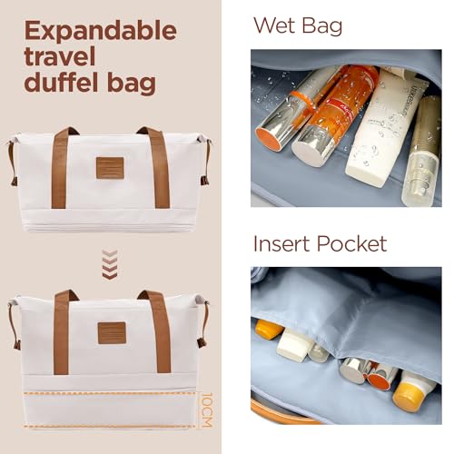 SHOWKOO Carry On Luggage Hardshell Lightweight Luggage Set, Suitcase with Double Spinner Wheels Tsa Lock White 3 piece set Beige White (DB/TB/20in)