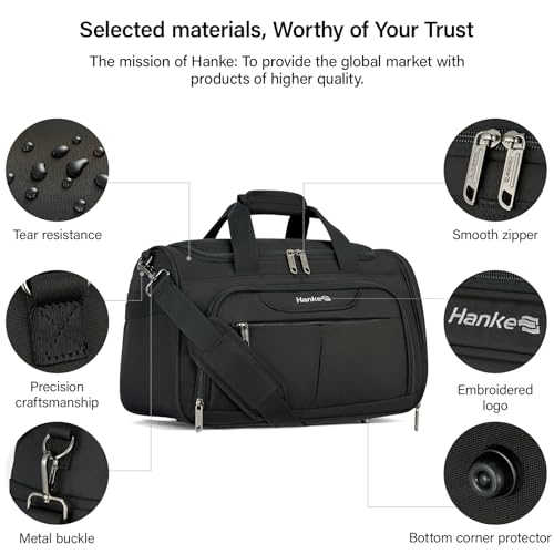Hanke Underseat Carry On luggage Bags for Travel, Foldable Travel Bags for Women, Soft Lightweight Personal Item Travel Bag Small Carry On Bags for Airplanes, Travel Tote Bags for Women Men.（Black）