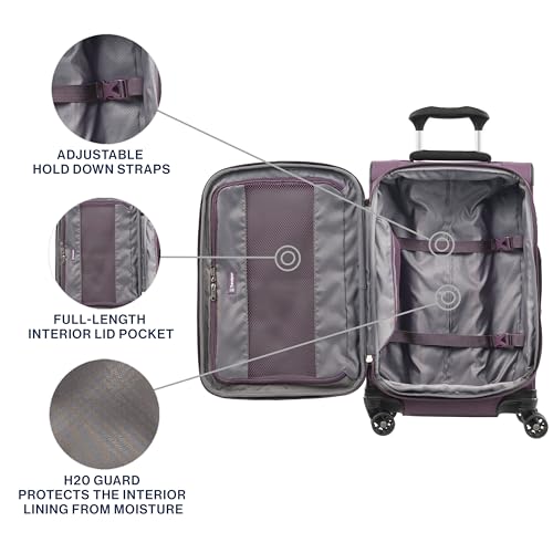 Travelpro Tourlite Softside 21" Expandable Luggage with 4 Spinner Wheels, Lightweight Suitcase, Carry-On, Deep Purple