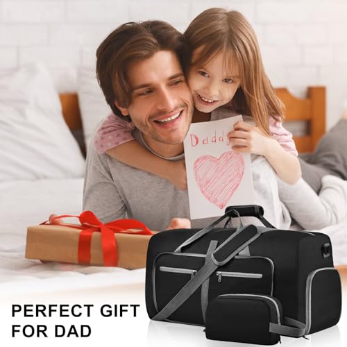 Felipe Varela 65L Duffle Bag with Shoes Compartment, Foldable Waterproof Travel Duffel Bags Duffle Overnight Weekend Travel Gym Bag for Men Women(Black)