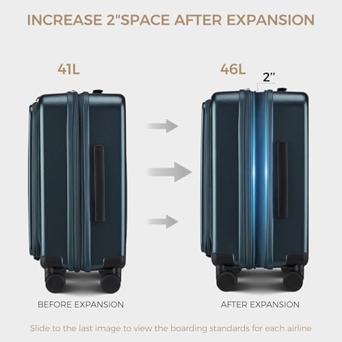 CASELLY Carry on Luggage Top opening Suitcases, Expandable with Cup Holder and USB Charging Port,Lightweight with Front Pocket Rolling Suitcases with Spinner Wheels