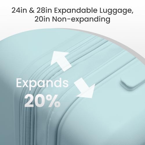 SHOWKOO PRO G-Series Luggage Sets 3pcs, 100% Premium PC Durable Expandable Luggage Suitcase with Double Wheels TSA Lock Mint Green