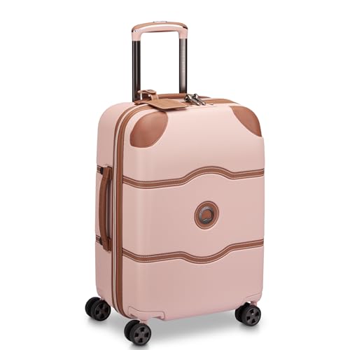 DELSEY PARIS Chatelet Air 2.0 Carry-On Plus Suitcase 20 Inch, Hardside Polycarbonate Luggage, Dual-Density Spinner Wheels, TSA Lock, USB Port, Blush Pink