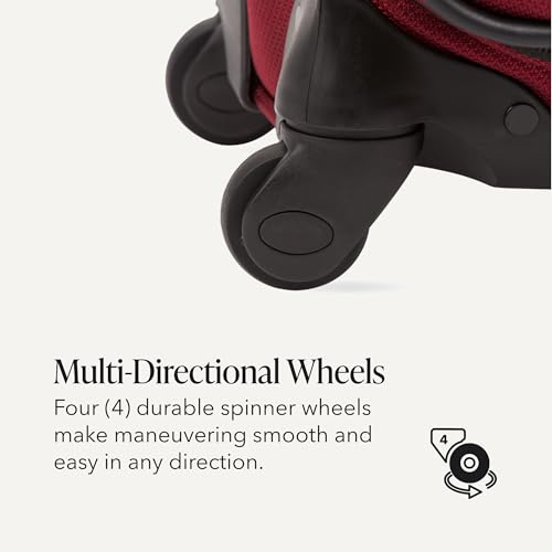 SwissGear Sion Softside Expandable Luggage – Carry-On Suitcase with 360 Degree Wheels & Retractable Handle – 21 Inch, Perfect for 1-3 Night Trips – Burgundy