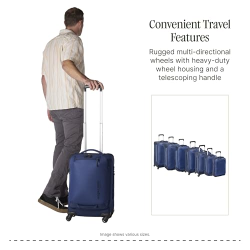 Eagle Creek Expanse 4-Wheel 22" Carry-On Luggage - Rolling Four-Wheel Carry-On Luggage for Easy Travel - Lockable Zippers - Expandable Main Compartment - Telescoping Handles - Pilot Blue