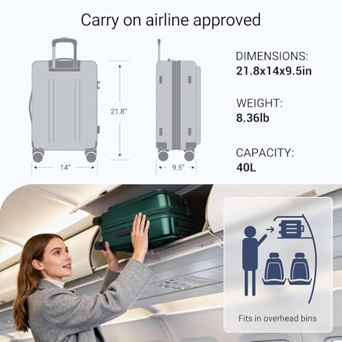 cllson Carry On Luggage with Top Opening, Expandable with Front Pocket and USB Charging Port, Lightweight with Front Compartment Rolling Suitcases with Fathers Day Gift for Dad Men Him Husband