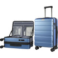 KROSER Carry On Luggage with Spinner Wheels & Built-in TSA Lock, Expandable Top Opening Hard Shell Suitcase Large Capacity Durable Rolling Luggage with USB Port, Carry-On 20-Inch, Light Blue