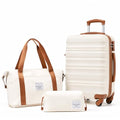 LONG VACATION Carry On Luggage Sets 3 Piece 20 Inch Suitcase Set, ABS+PC Hardshell Lightweight Travel Luggage with Spinner Wheels & YKK Zipper TSA Lock (BEIGE-BROWN, 20 Inch)