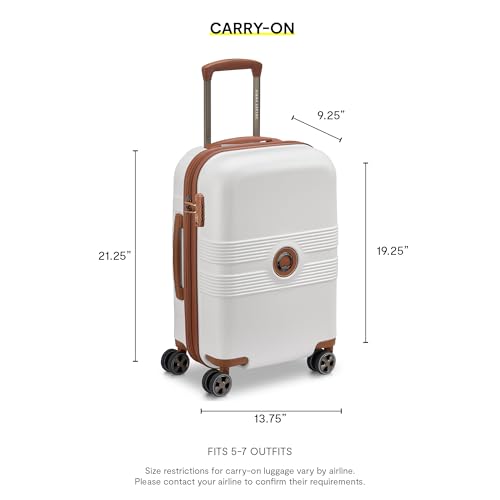 DELSEY PARIS Flanerie SE - Hardside Carry-On Luggage 19 Inch - 360° Dual Spinner Wheels - TSA Lock - 5-Year Warranty - Lightweight Polycarbonate Travel Suitcase with Vegan Leather, Champagne