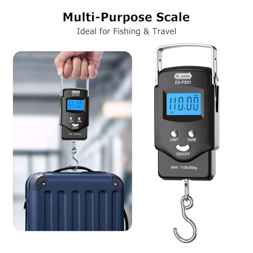 Dr.meter Fish Scale, 110 lb Digital Luggage Scale with Tape