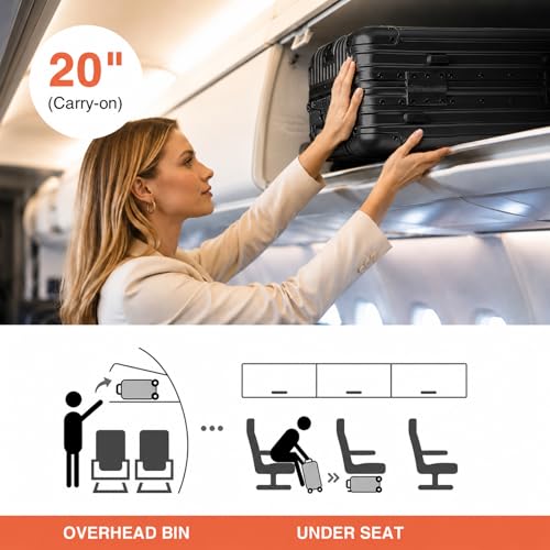 LUGMST 20 Inch All Aluminum Carry On Luggage, Aluminum Hard Shell Zipperless Suitcase with TSA Lock, Small Carry On Suitcase for Short Trips