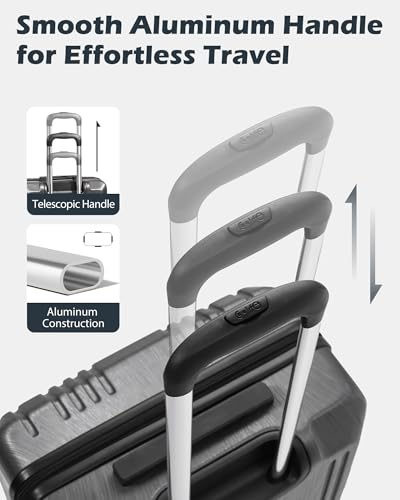 Coolife Luggage PC+ABS Hardshell Suitcase with TSA Lock, Spinner Carry On Lightweight (white, S(20in_carry on))