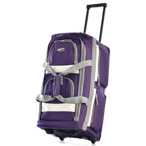 Olympia U.S.A. 22 inch Carry On 8 Pockets Wheeled Rolling Duffel Bag Water Resistant Luggage Lightweight Travel Suitcase with Retractable Handle