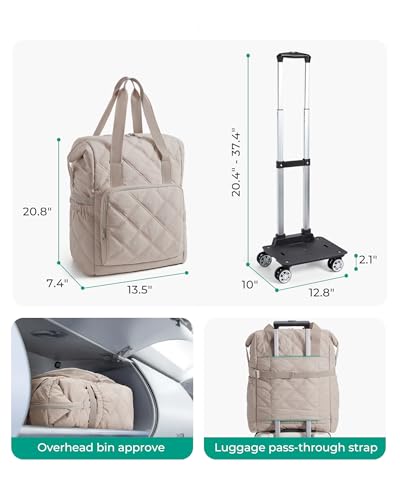BAGSMART Rolling Duffle Bag with Wheels, 35L Carry on Travel Bag with Detachable Wheels, PVC Wet Pocket Duffle Bag with Handle