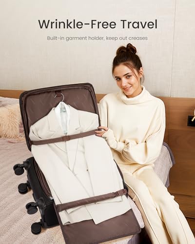 LOVEVOOK 49L Carry on Luggage 22x14x9 Airline Approved, 22 Inch Large Rolling Suitcase with Suit Folder & Spinner Wheels & TSA Lock, Softside Lightweight Underseat Carryon Luggage for Women Men Travel