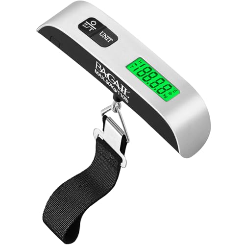 BAGAIL Digital Luggage Scale, 110lbs Hanging Baggage Scale with Backlit LCD Display,Portable Suitcase Weighing Scale,Travel Luggage Weight Scale with Hook,Strong Straps for Travelers(Ash Silver
