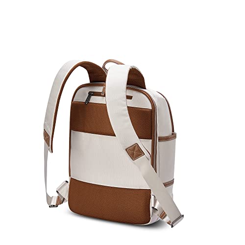DELSEY PARIS Chatelet Air 2.0 - Travel Laptop Backpack - Fits 14" Laptop - Water-Repellent Recycled Fabric Backpack - Vegan Leather Trim - Smart Trolley Band, Angora