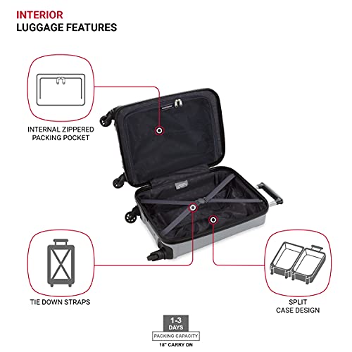 SwissGear 3750 Hardside Luggage with Spinner Wheels, Silver, Carry-On 18.5-Inch