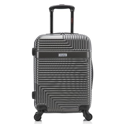 InUSA RESILIENCE Luggage with Spinner Wheels | Durable Lightweight Hardshell Spacious Travel Bag with Handle and Trolley | 20-Inch Carry On Small Luggage | Charcoal