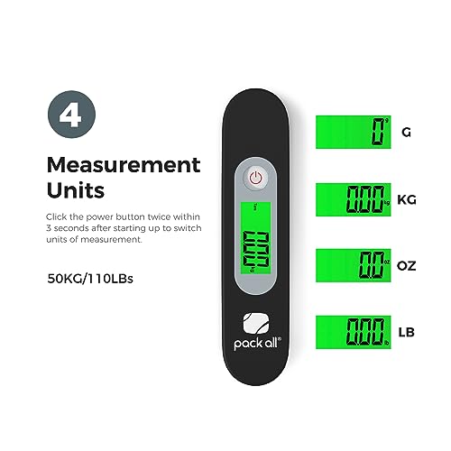 pack all Digital Luggage Scale for Travel, 110Lbs Capacity, 0.1Lb Precision