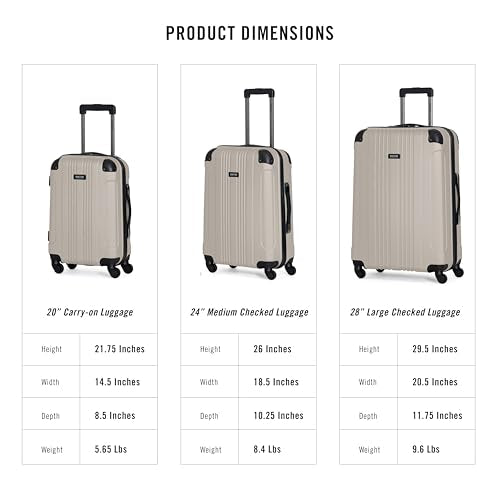 Kenneth Cole REACTION Out of Bounds Lightweight Hardshell 4-Wheel Spinner Luggage, Mushroom, 20-Inch Carry On