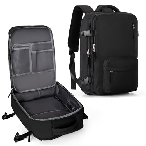 Large Carry on Travel Backpack Women Men,Hiking Gym Waterproof Outdoor Sports Rucksack Casual Daypack Laptop Backpack Personal item Travel Bag Airplane Essentials Spirit Airline Flight Approved,Black