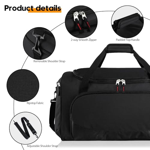 Uarition Gym Bag for Men - 50L Black Durable Large Duffle Bag for Travel, Workout, Fitness & Sport
