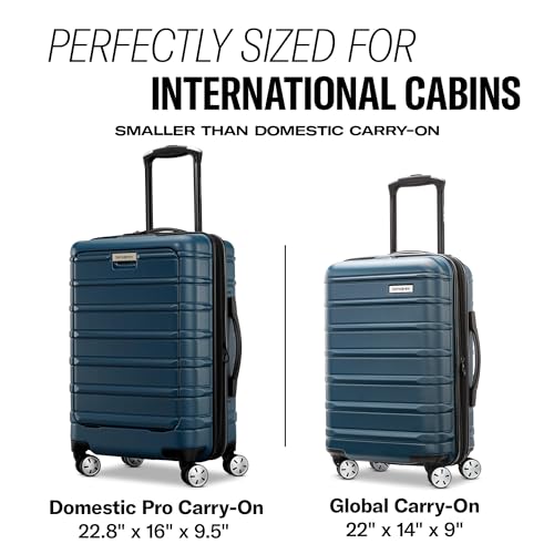 Samsonite Omni 2 International Carry-On Luggage with 360° Spinner Wheels - Scratch Resistant Hardshell - TSA, Airline-Approved - Expandable Polycarbonate Shell for Lightweight Travel - Rose Gold