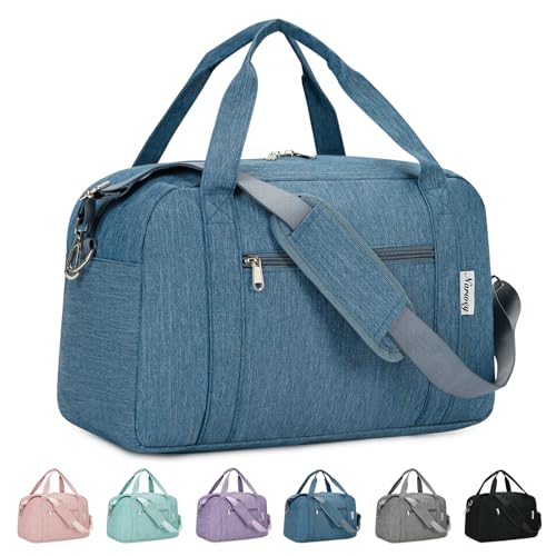 Narwey 18" Carry on Bag Underseat for Airplane Spirit Airlines Personal Item Travel Bag 18x14x8 Small Duffle Bag Duffel Bag Gym Weekender Overnight Bag with Wet Pocket for Women and Men (Navy Blue)
