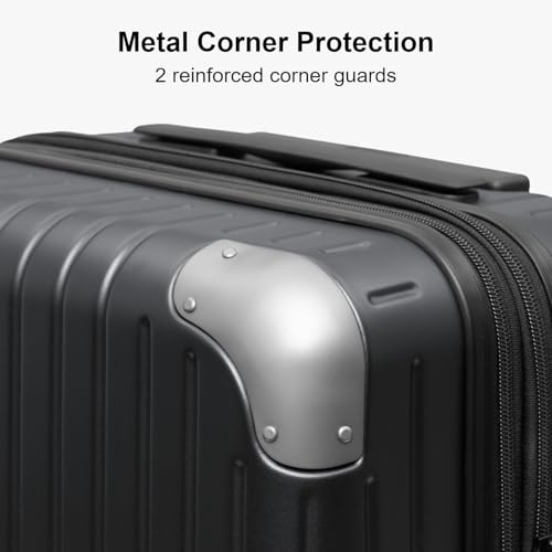 LEVEL8 Carry on Luggage Airline Approved, Hardshell Suitcases with Spinner Wheels, PC Expandable Luggage, 20 Inch, Black