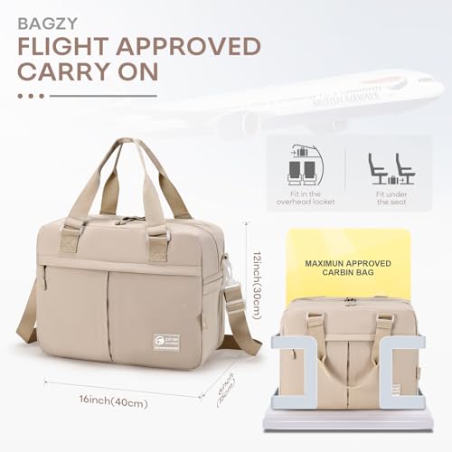 BAGZY 40x30x15cm Personal Item Travel Bag 16x12x6 Under-seat Carry on Bags for Airplanes 20L Expandable 30L Lightweight Duffle Bag Weekender Bags with Wet Pocket for Gym Overnight Hospital Blue