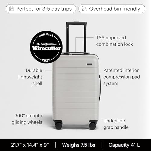 Away Carry-On Luggage - 22-Inch Lightweight Hardside Suitcase with 360° Spinner Wheels, Interior Compression System, TSA-Approved Lock - Cloud Gray